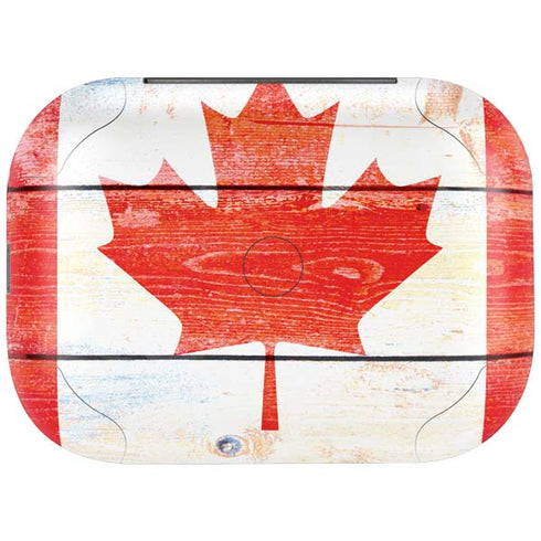 Canada Flag Light Wood Amazon Echo Buds Skin
