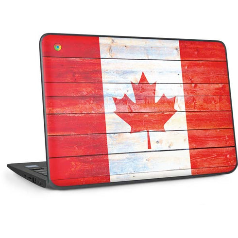 Canada Flag Light Wood HP Chromebook Skin