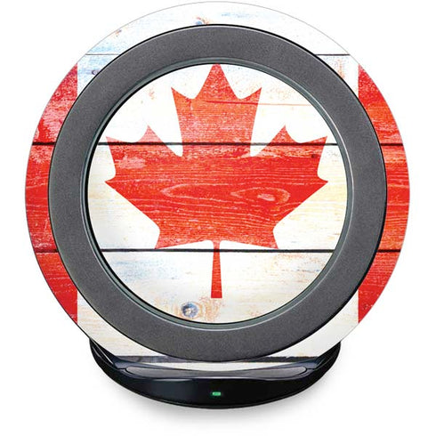 Canada Flag Light Wood Fast Charge Wireless Charging Stand Skin