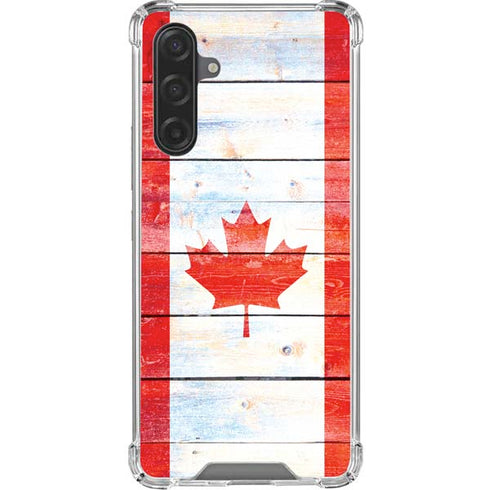Canada Flag Light Wood Galaxy A17 Clear Case