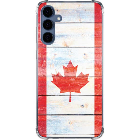 Canada Flag Light Wood Galaxy A35 5G Clear Case