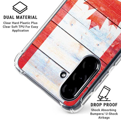 Canada Flag Light Wood Galaxy A36 5G Clear Case