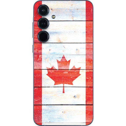 Canada Flag Light Wood Galaxy A55 5G Skin