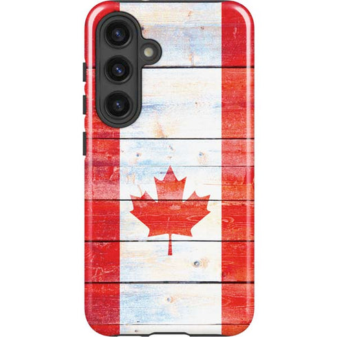 Canada Flag Light Wood Galaxy S25 Impact Case