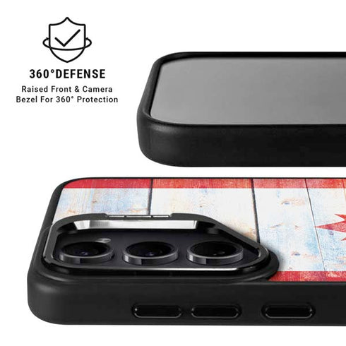 Canada Flag Light Wood Galaxy S25 Kickstand Case
