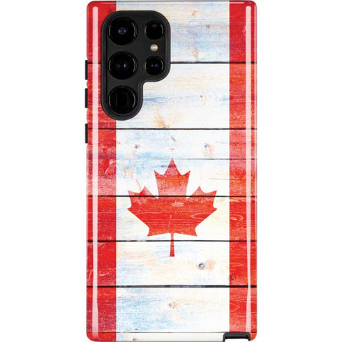 Canada Flag Light Wood Galaxy Cases