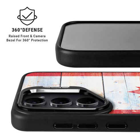 Canada Flag Light Wood Galaxy S25 Ultra Kickstand Case