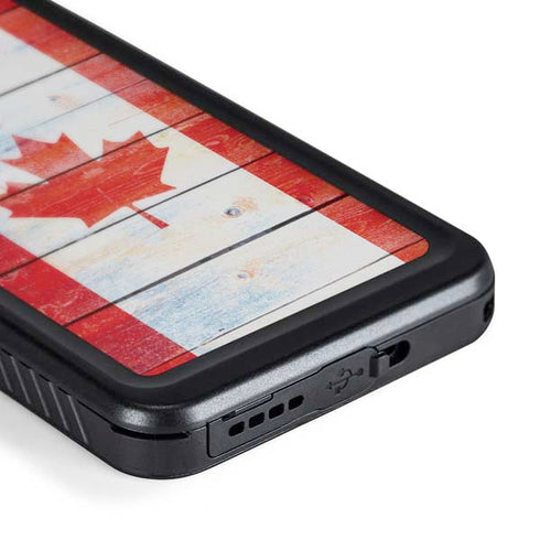 Canada Flag Light Wood Galaxy S24 Waterproof Case