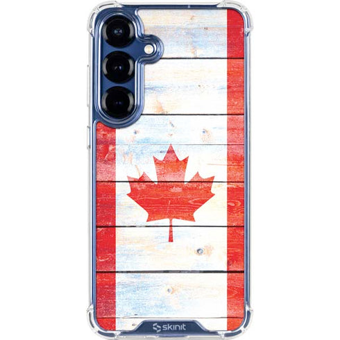 Canada Flag Light Wood Galaxy S25 Plus Clear Case
