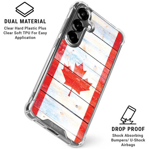 Canada Flag Light Wood Galaxy S26 Clear Case