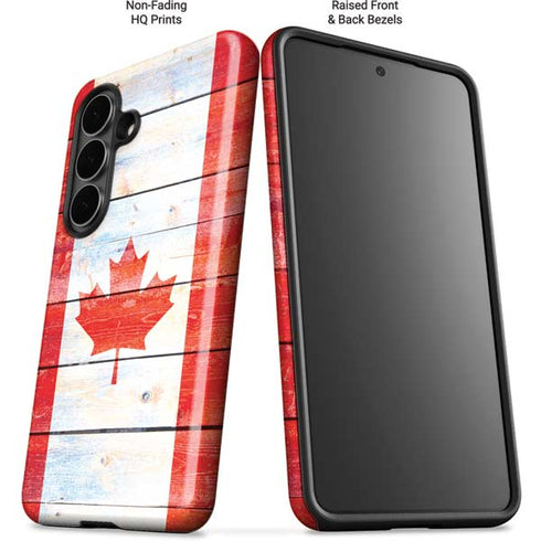 Canada Flag Light Wood Galaxy S26 Impact Case