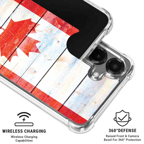 Canada Flag Light Wood Galaxy S26 Plus Clear Case