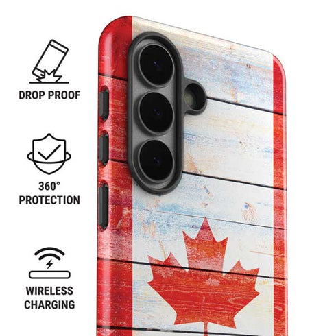Canada Flag Light Wood Galaxy S26 Plus Impact Case