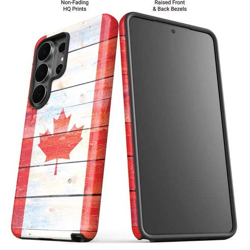 Canada Flag Light Wood Galaxy S26 Ultra Impact Case