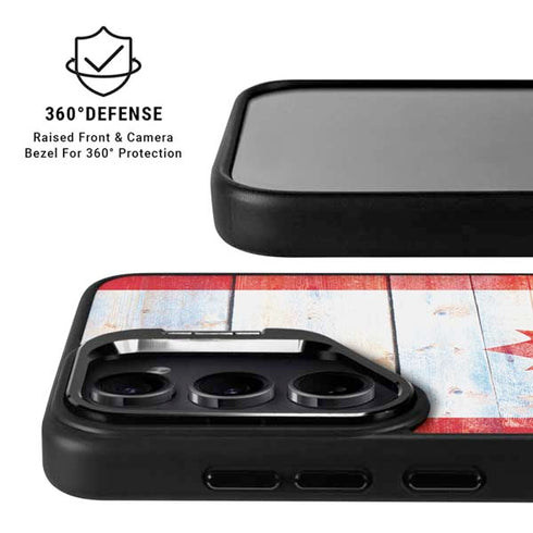 Canada Flag Light Wood Galaxy S26 Ultra Kickstand Case