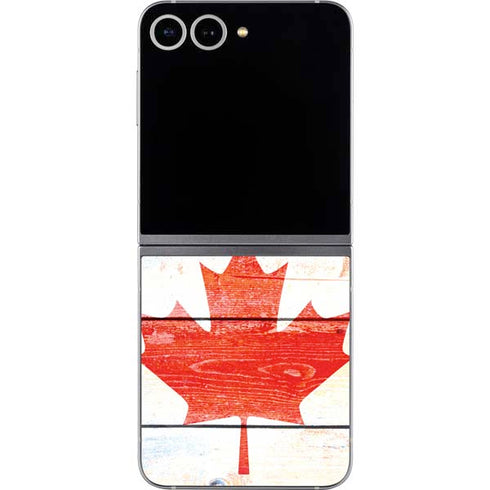 Canada Flag Light Wood Galaxy Z Flip6 Skin