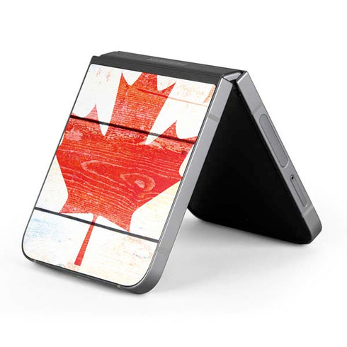 Canada Flag Light Wood Galaxy Z Flip6 Skin