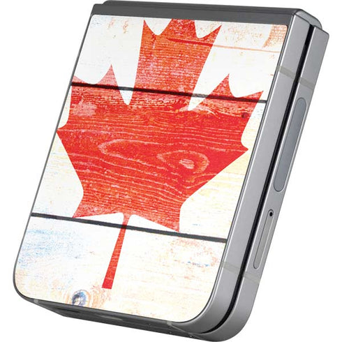 Canada Flag Light Wood Galaxy Z Flip6 Skin