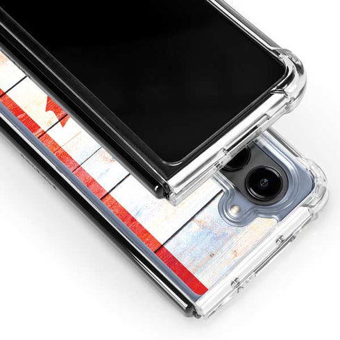 Canada Flag Light Wood Galaxy Z Fold5 5G Clear Case