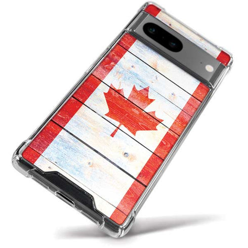Canada Flag Light Wood Google Pixel 8a Clear Case