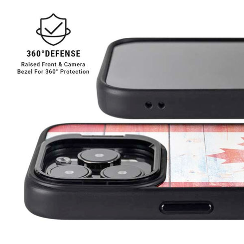 Canada Flag Light Wood iPhone 13 Pro Max Kickstand Case