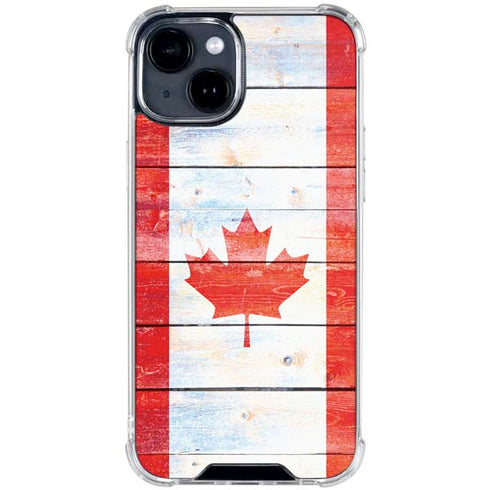 Canada Flag Light Wood iPhone 15 Clear Case