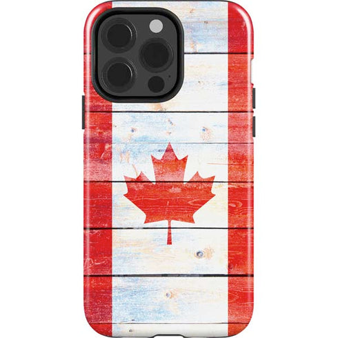 Canada Flag Light Wood iPhone 15 Pro Impact Case