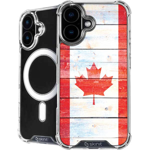 Canada Flag Light Wood iPhone 16 MagSafe Case