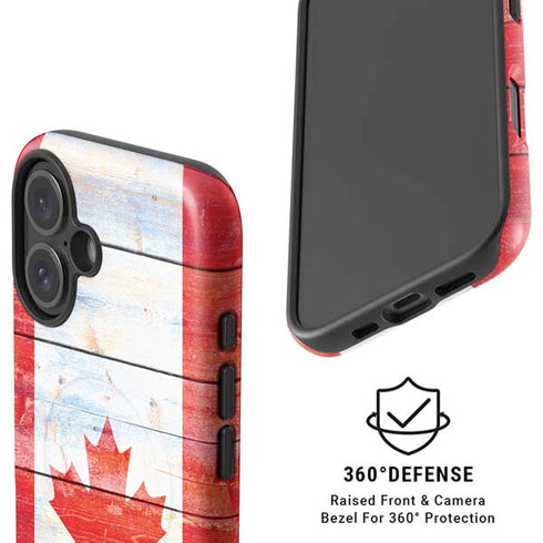 Canada Flag Light Wood iPhone 16 Plus Magsafe Impact Case
