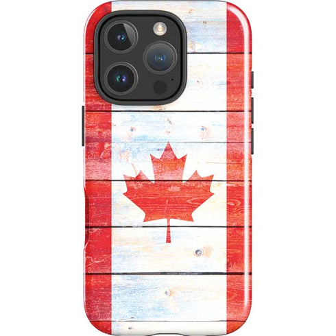 Canada Flag Light Wood iPhone 16 Pro Impact Case