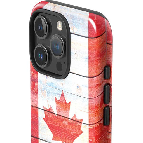 Canada Flag Light Wood iPhone 16 Pro Impact Case