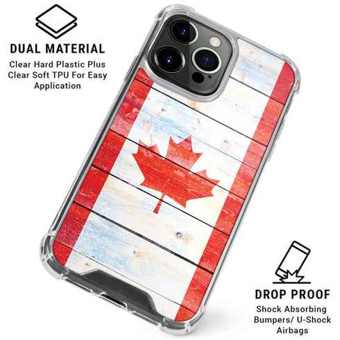 Canada Flag Light Wood iPhone 16 Pro Max Clear Case