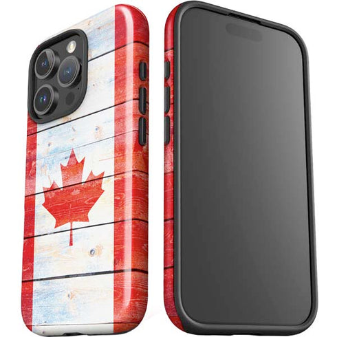 Canada Flag Light Wood iPhone 16 Pro Max Impact Case