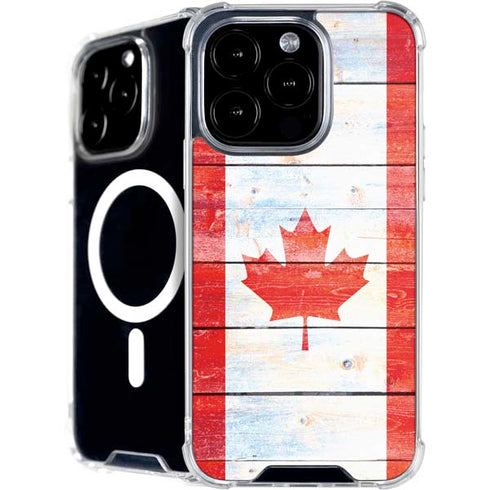 Canada Flag Light Wood iPhone 16 Pro Max MagSafe Case