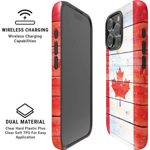 Canada Flag Light Wood iPhone 16 Pro Max Magsafe Impact Case