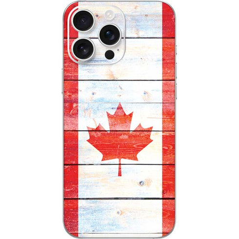 Canada Flag Light Wood iPhone 16 Pro Max Skin