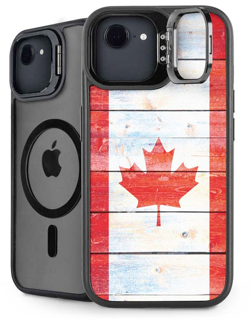 Canada Flag Light Wood iPhone 16e Kickstand Case