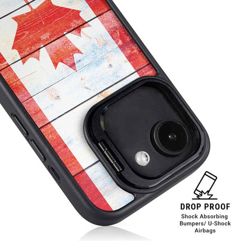 Canada Flag Light Wood iPhone 16e Kickstand Case