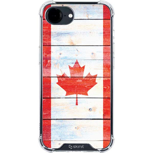 Canada Flag Light Wood iPhone 16e Clear Case