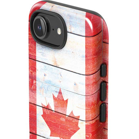 Canada Flag Light Wood iPhone 16e Impact Case