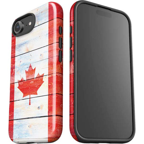 Canada Flag Light Wood iPhone 16e Impact Case