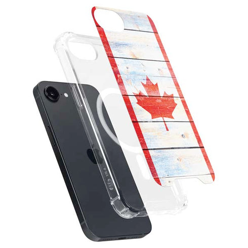 Canada Flag Light Wood iPhone 16e MagSafe Case