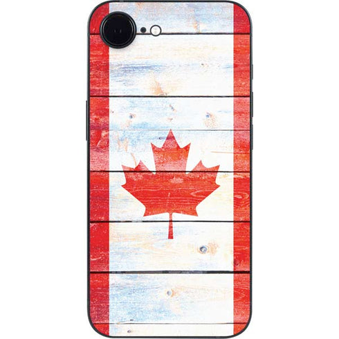 Canada Flag Light Wood iPhone 16e Skin