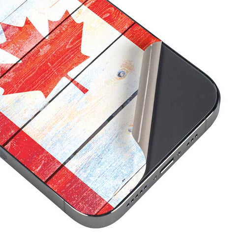 Canada Flag Light Wood iPhone 16e Skin