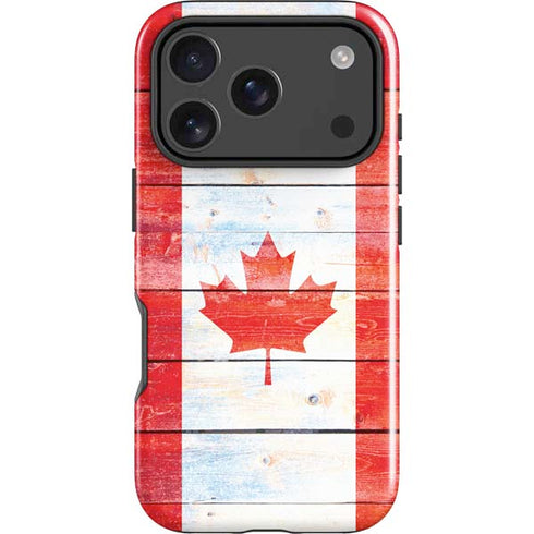 Canada Flag Light Wood iPhone 18 Pro Impact Case