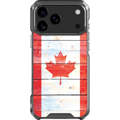 Canada Flag Light Wood iPhone 18 Pro Max Clear Case