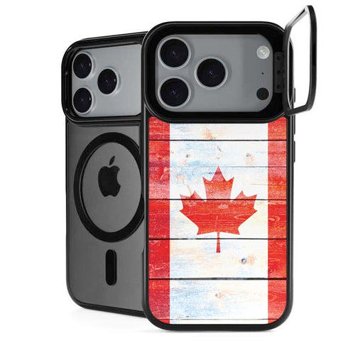 Canada Flag Light Wood iPhone 18 Pro Max Kickstand Case