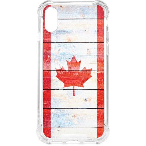 Canada Flag Light Wood iPhone XS Clear Case