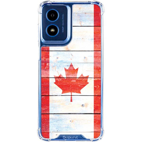 Canada Flag Light Wood Moto G Play 4G (2024) Clear Case