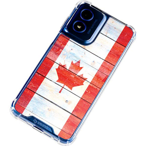 Canada Flag Light Wood Moto G Play 4G (2024) Clear Case